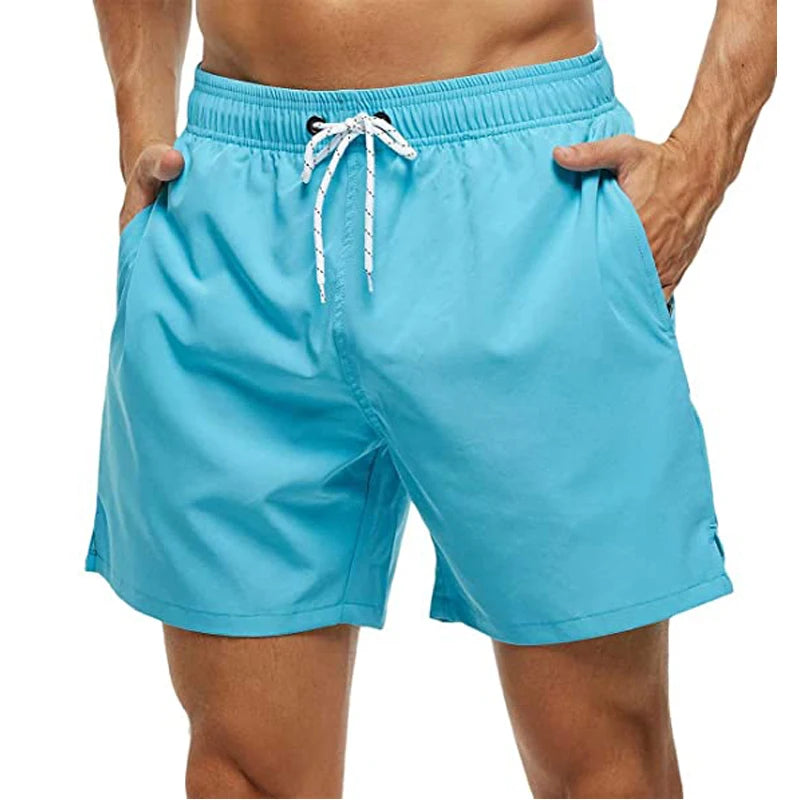 Short de Bain Homme Séchage Rapide – Taille Élastique, Poches Zippées, Doublure Mesh, Plage & Natation