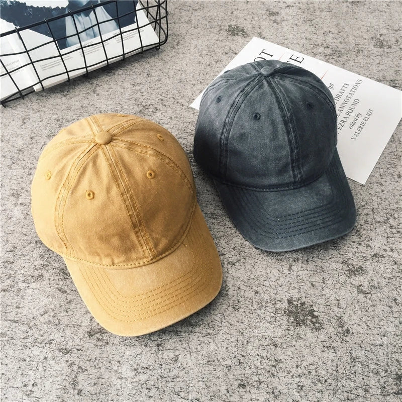 Casquette Baseball Unisexe en Coton Lavé – Couleur Unie, Ajustable Snapback, Style Vintage Casual
