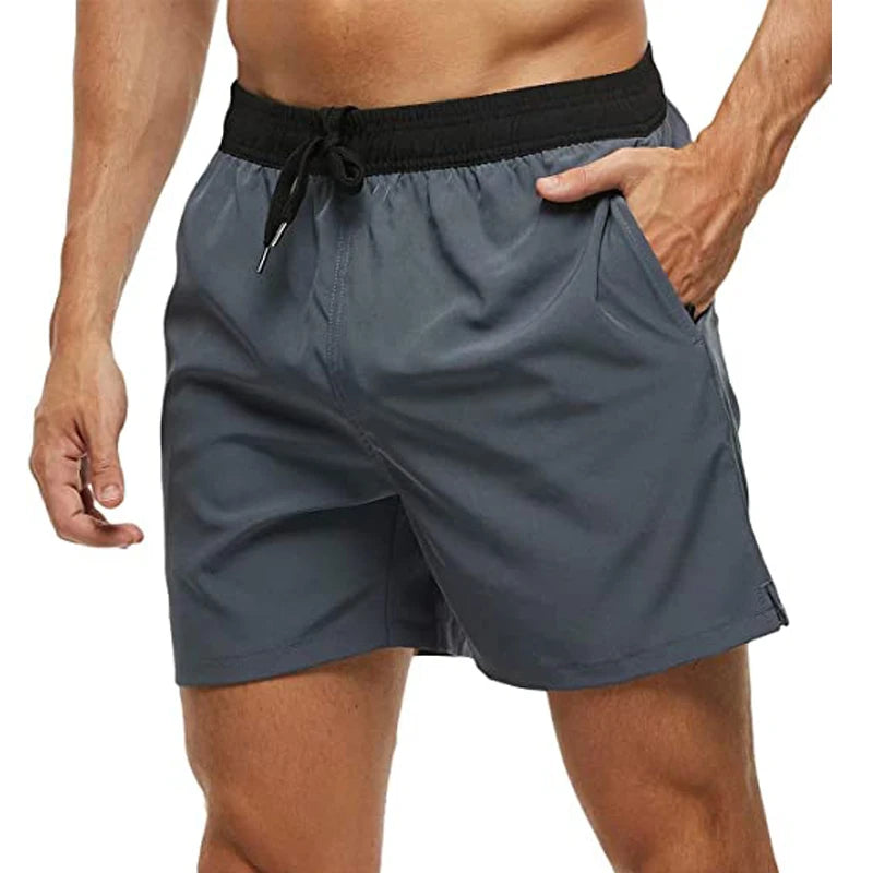 Short de Bain Homme Séchage Rapide – Taille Élastique, Poches Zippées, Doublure Mesh, Plage & Natation