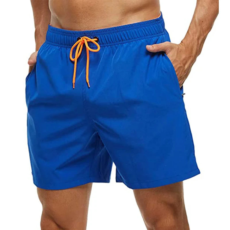 Short de Bain Homme Séchage Rapide – Taille Élastique, Poches Zippées, Doublure Mesh, Plage & Natation