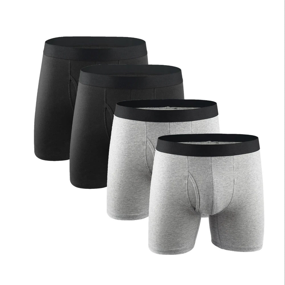 Lot de 4 boxers homme – Coton, poche ergonomique, ouverture frontale