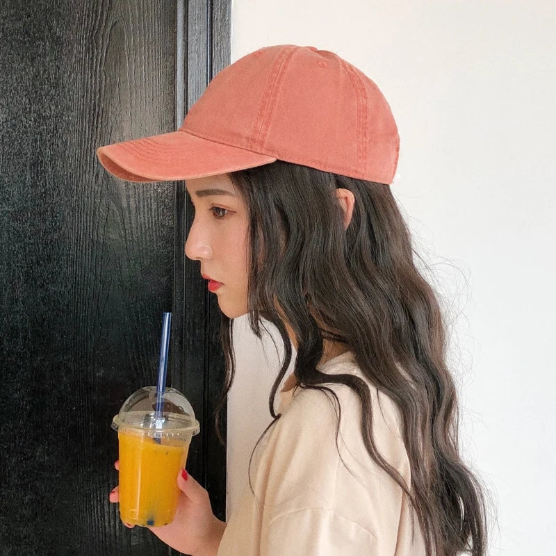 Casquette Baseball Unisexe en Coton Lavé – Couleur Unie, Ajustable Snapback, Style Vintage Casual