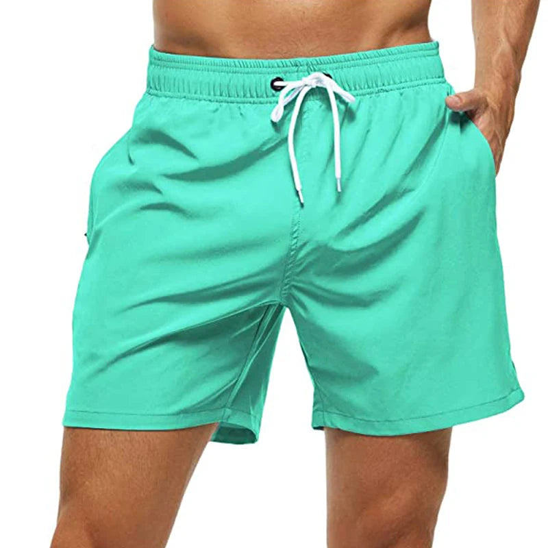 Short de Bain Homme Séchage Rapide – Taille Élastique, Poches Zippées, Doublure Mesh, Plage & Natation