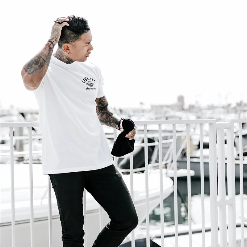 T-Shirt de Sport Homme en Coton – Coupe Slim, Casual