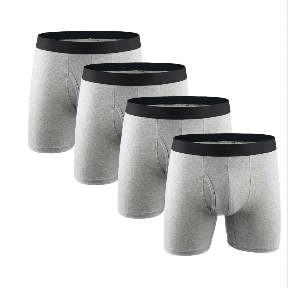 Lot de 4 boxers homme – Coton, poche ergonomique, ouverture frontale