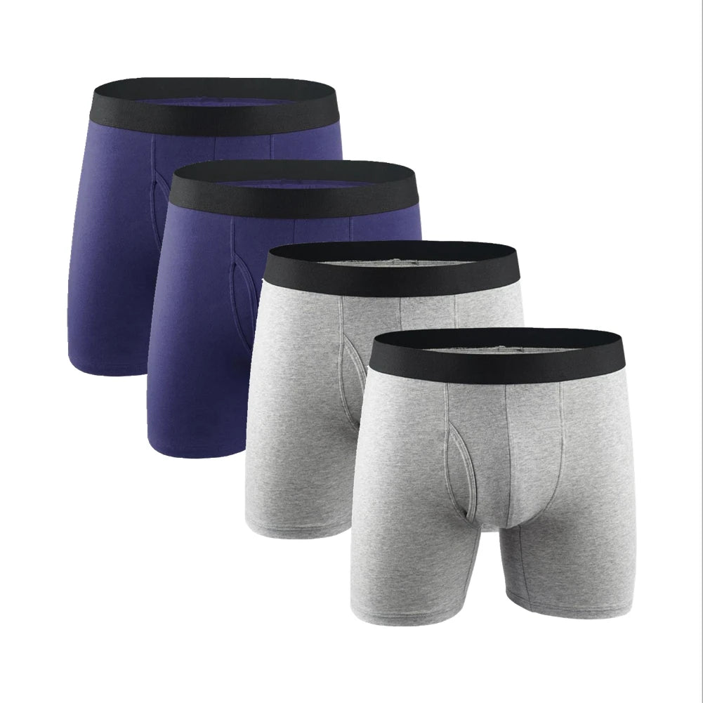 Lot de 4 boxers homme – Coton, poche ergonomique, ouverture frontale