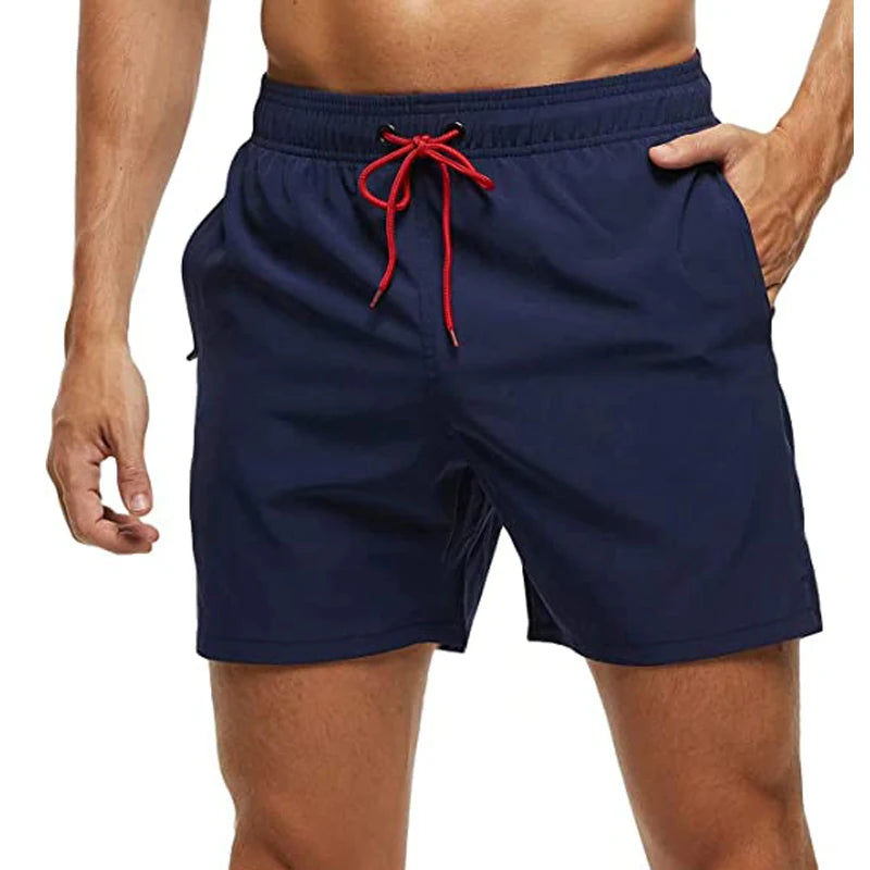 Short de Bain Homme Séchage Rapide – Taille Élastique, Poches Zippées, Doublure Mesh, Plage & Natation