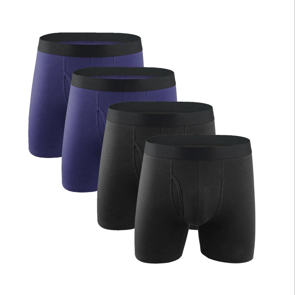 Lot de 4 boxers homme – Coton, poche ergonomique, ouverture frontale