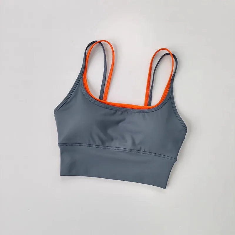 Brassière de Sport Femme Crop Top Tube, Dos Sublimé, Yoga, Fitness & Running