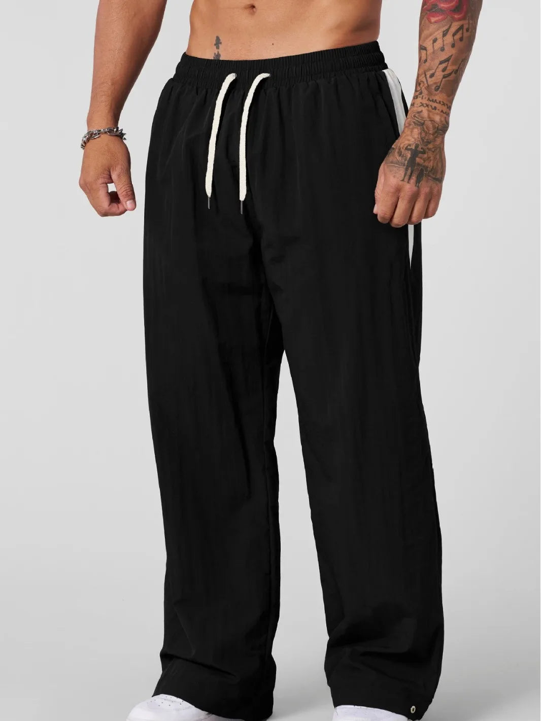 Pantalon Homme Sport & Casual – Coupe Droite Ample, Respirant, Longueur Complète, Style Fluide