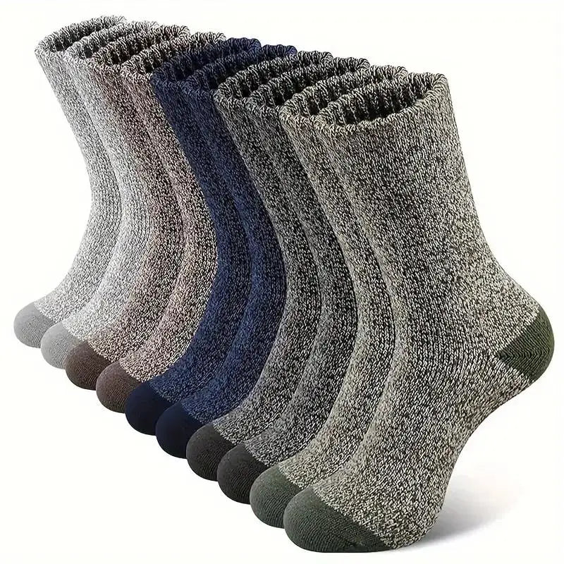 Lot de 5 Paires – Chaussettes Homme Laine Mérinos Épaisses – Thermiques & Chaudes, Randonnée / Froid Extrême / Hiver