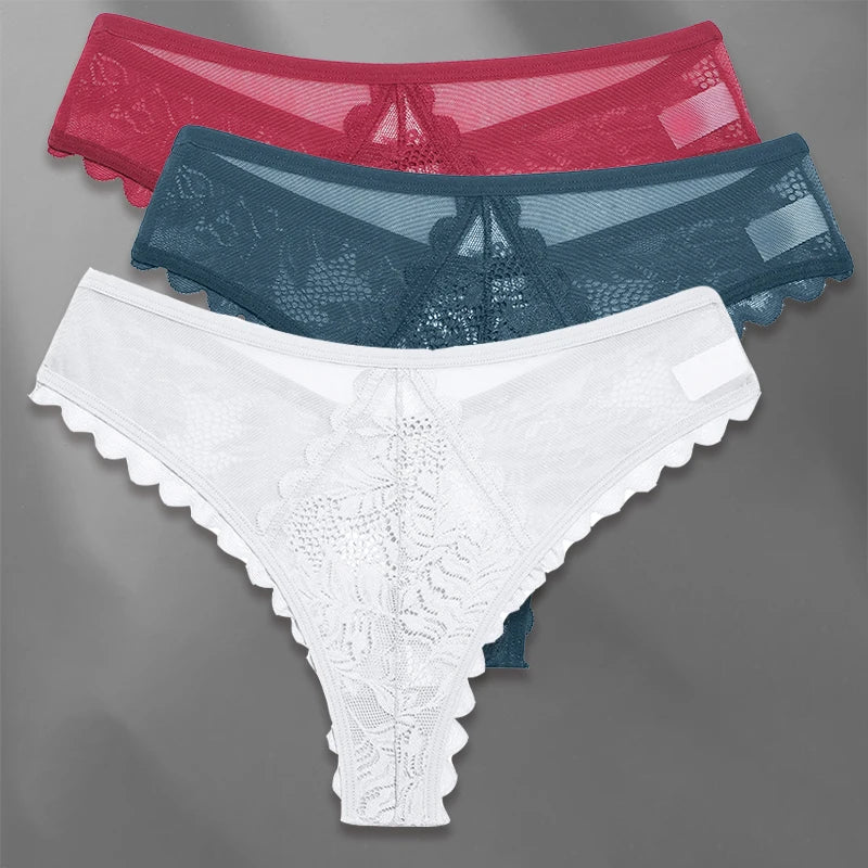 FINETOO Lot de 3 strings femme en dentelle – Taille S-XL, sexy et confortable