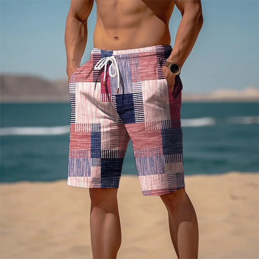 Boardshort Homme Vintage Imprimé 3D Palmiers Tropicaux, Short Hawaïen Respirant & Séchage Rapide.