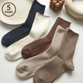 Lot de 5 paires de chaussettes femme – Couleur unie, longueur moyenne, style casual automne