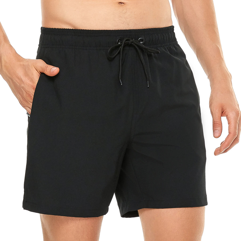 Short de Bain Homme Séchage Rapide – Taille Élastique, Poches Zippées, Doublure Mesh, Plage & Natation