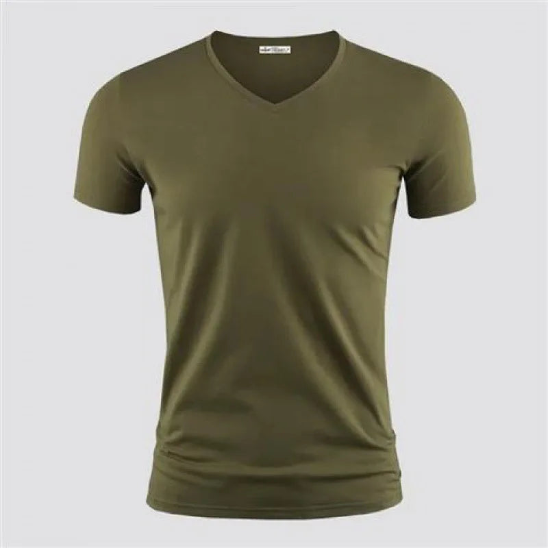 T-shirt homme col V – Coupe ajustée fitness, une coupe sportive.                               Un style épuré,le confort comme stand.