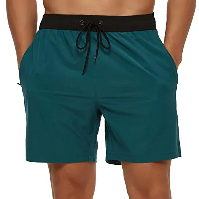Short de Bain Homme Séchage Rapide – Taille Élastique, Poches Zippées, Doublure Mesh, Plage & Natation