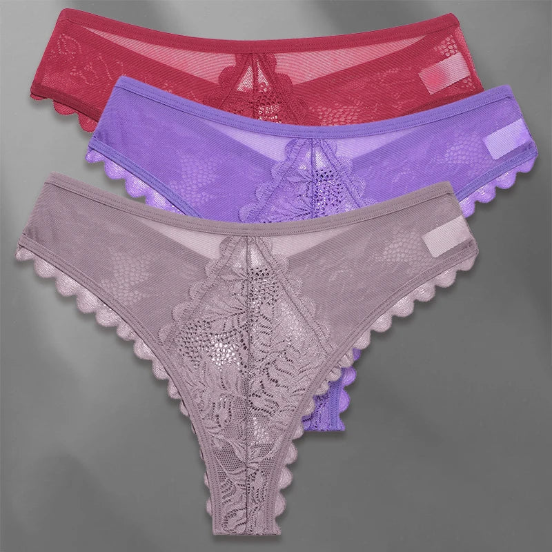 FINETOO Lot de 3 strings femme en dentelle – Taille S-XL, sexy et confortable