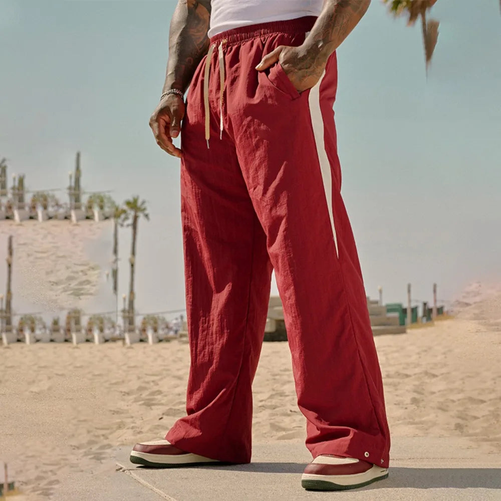 Pantalon Homme Sport & Casual – Coupe Droite Ample, Respirant, Longueur Complète, Style Fluide