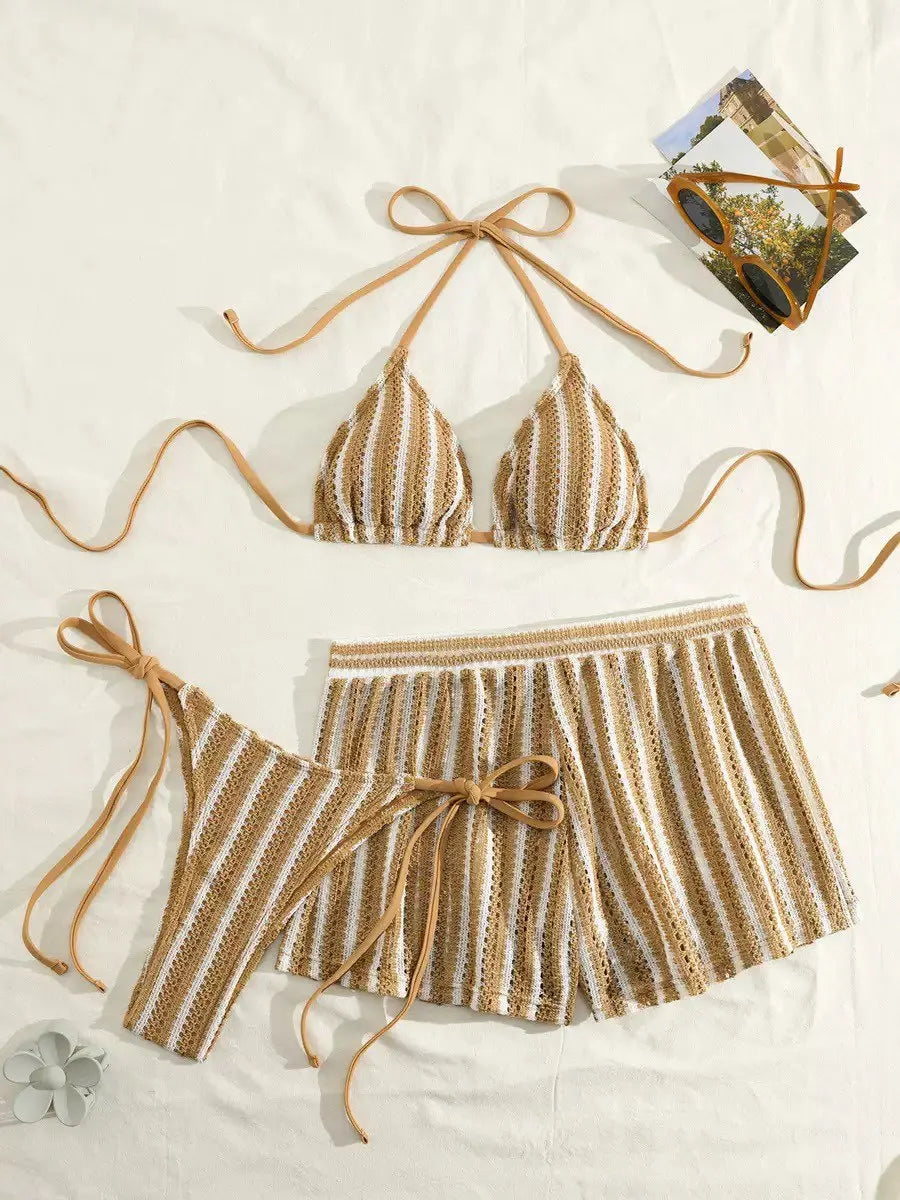 👙 Bikini Femme Sexy 3 Pièces Mesh Transparent & String Échancré.