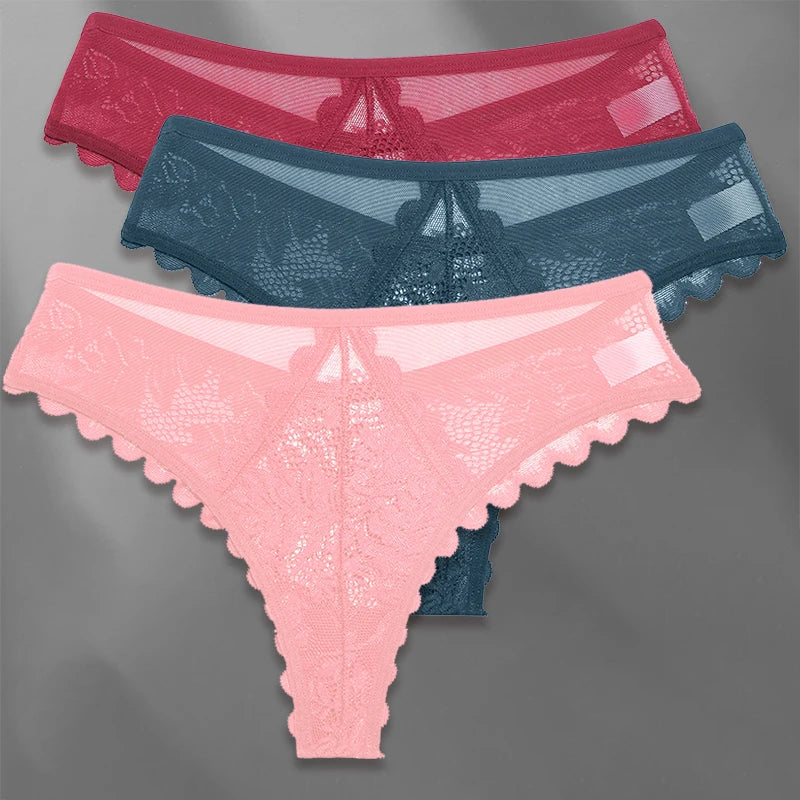 FINETOO Lot de 3 strings femme en dentelle – Taille S-XL, sexy et confortable