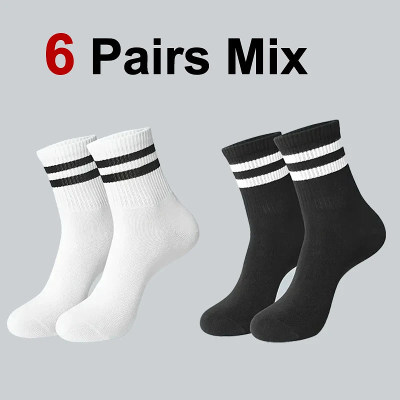 Chaussettes unisexes à rayures – 6/10/20 paires – respirantes, anti-odeurs, coton doux – Printemps & automne
