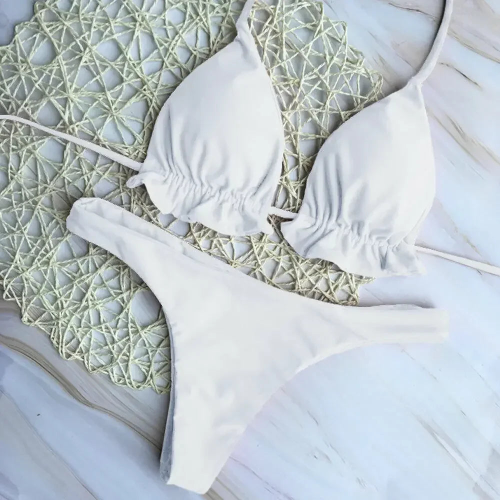 Bikini Brésilien Sexy   Ensemble 2 Pièces Push-Up, Haut Bandage & Bas String, Beachwear