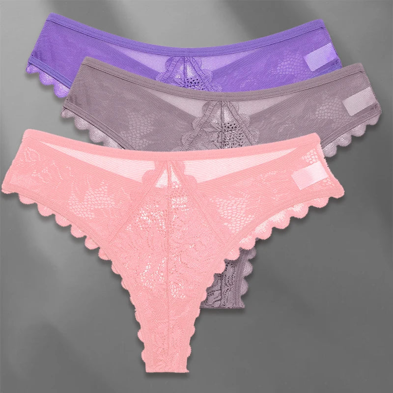 FINETOO Lot de 3 strings femme en dentelle – Taille S-XL, sexy et confortable