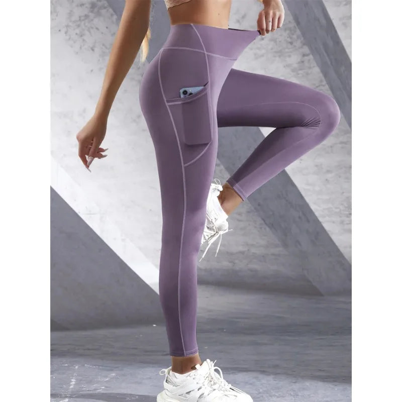 Legging de Sport Femme Taille Haute – Stretch, Avec Poches, Effet Push-Up, Yoga, Fitness & Running