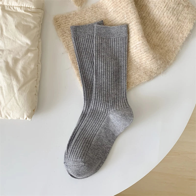 Chaussettes femme rétro style japonais – Chaudes, respirantes, coupe loose, automne