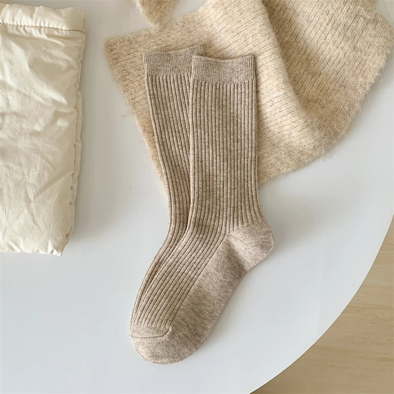 Chaussettes femme rétro style japonais – Chaudes, respirantes, coupe loose, automne