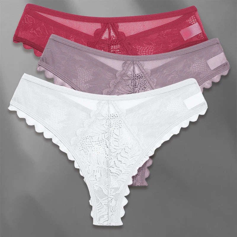FINETOO Lot de 3 strings femme en dentelle – Taille S-XL, sexy et confortable