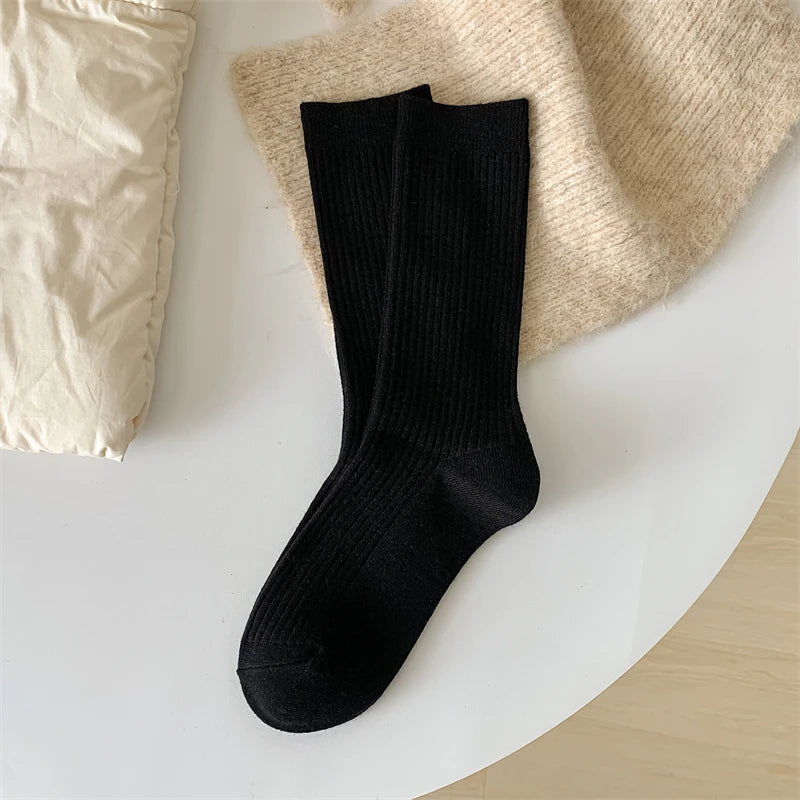 Chaussettes femme rétro style japonais – Chaudes, respirantes, coupe loose, automne