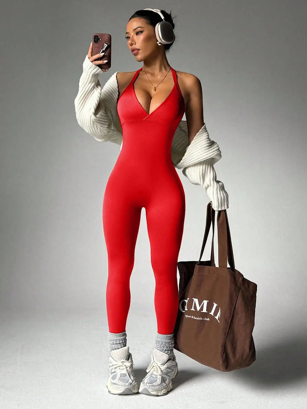 Legging Femme Sans Manches Dos Nu – Haute Élasticité, Compression Sport, Couleur Unie, Fitness & Training.