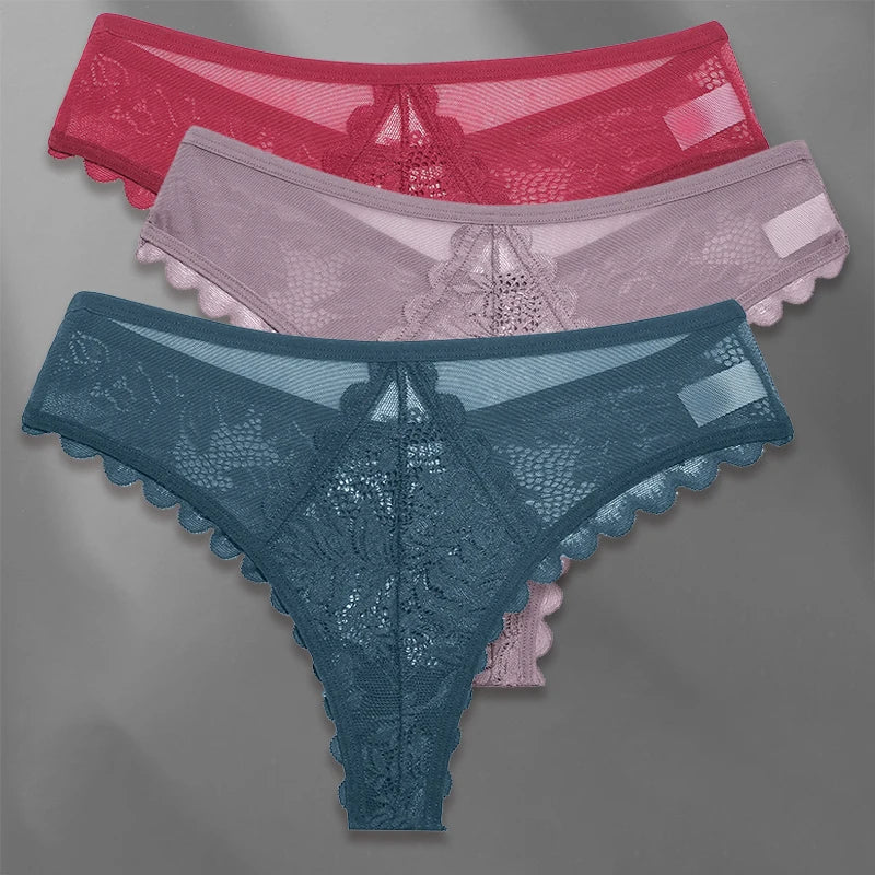 FINETOO Lot de 3 strings femme en dentelle – Taille S-XL, sexy et confortable