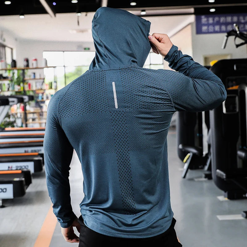 T-Shirt de Sport Homme Manches Longues – Hoodie Fitness Léger, Running & Training, Sweatshirt Sportwear