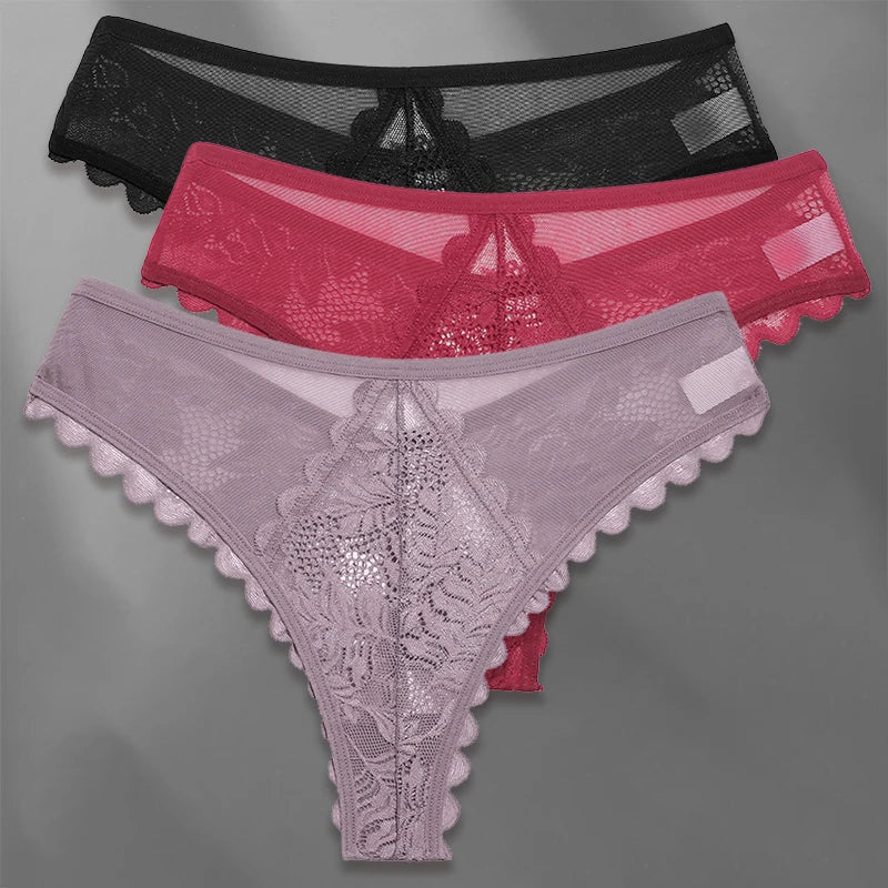FINETOO Lot de 3 strings femme en dentelle – Taille S-XL, sexy et confortable