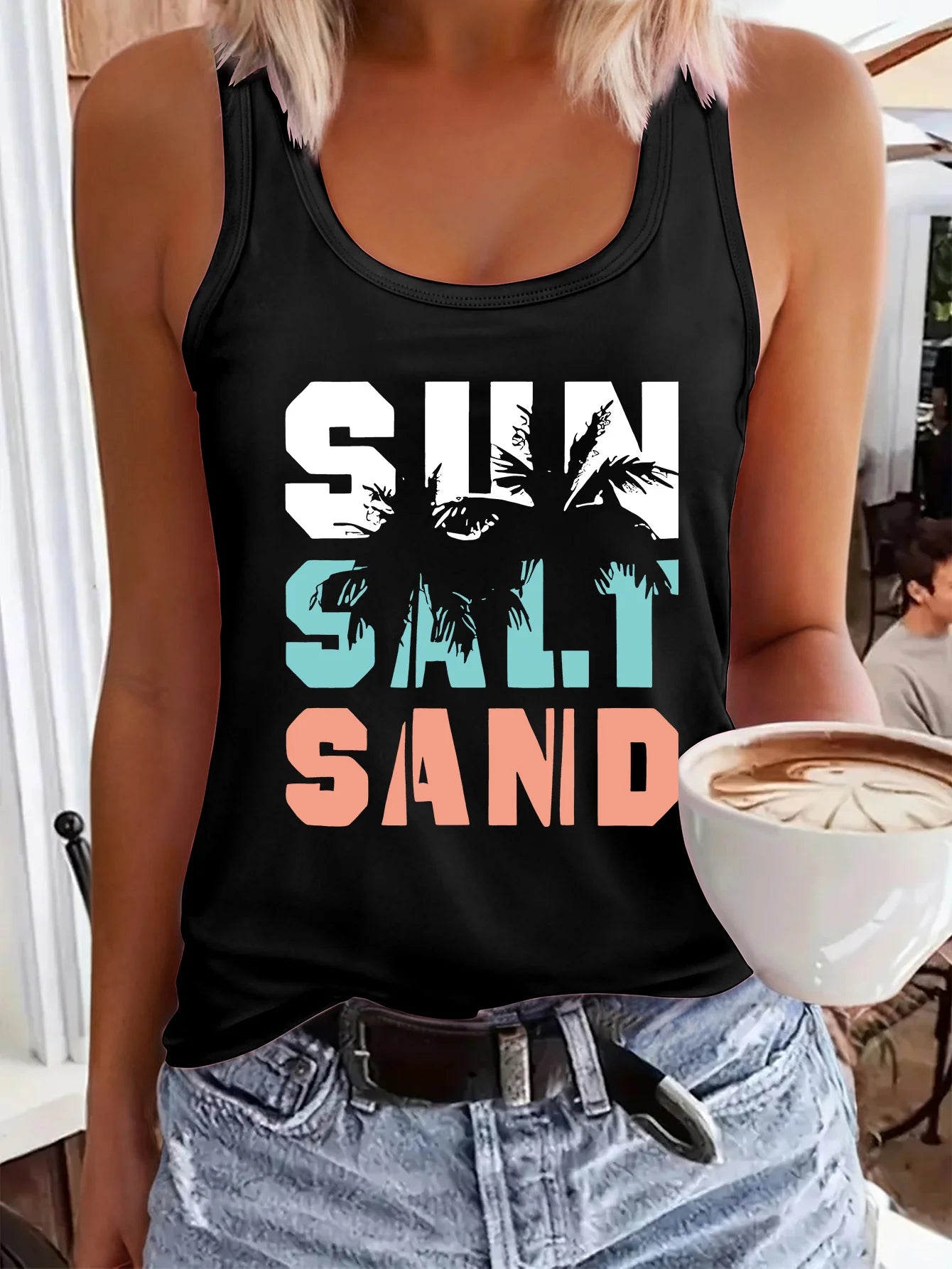 Débardeur Femme Imprimé Attrape-Rêves – Top en Maille Mesh, Coupe Ample, Confort Été