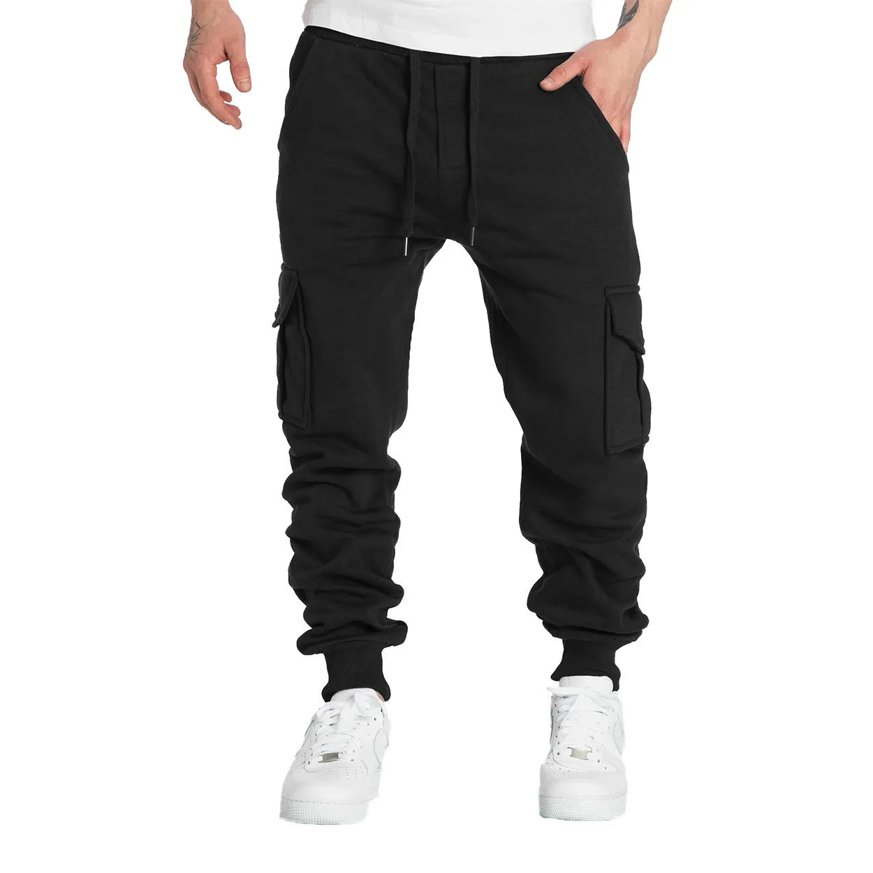 Jogging Homme Coupe Droite Oversize – Pantalon Long à Cordon, Multi-Poches, Sport & Streetwear