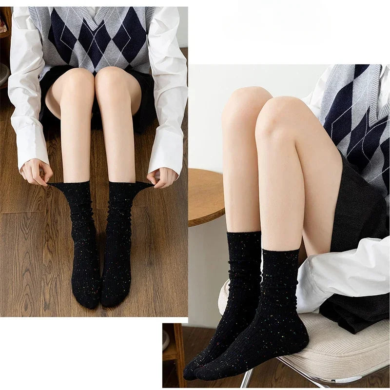 Chaussettes longues femme épaisses – Chaudes automne hiver, style coréen, couleurs pastel