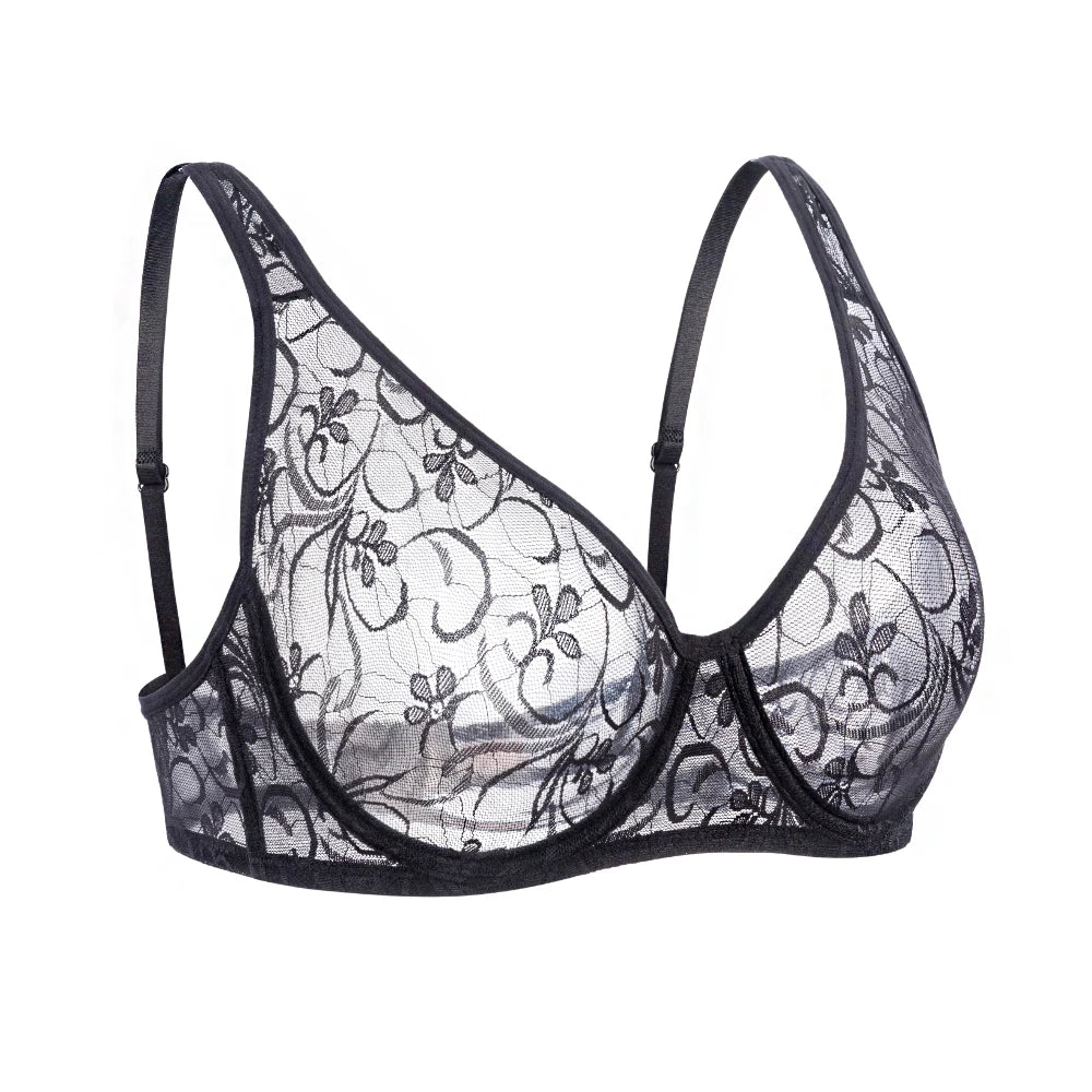 Soutien-gorge dentelle grande taille en mesh – Armature, broderies sexy & maintien confortable