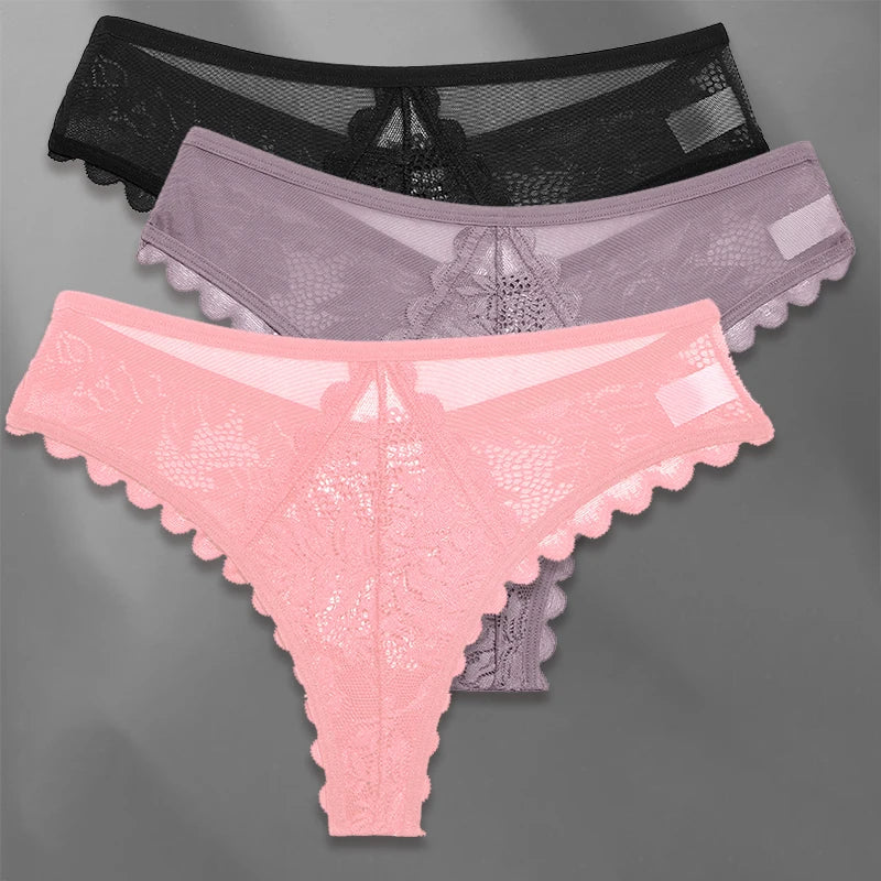 FINETOO Lot de 3 strings femme en dentelle – Taille S-XL, sexy et confortable