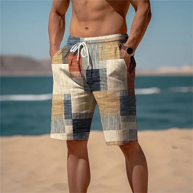 Boardshort Homme Vintage Imprimé 3D Palmiers Tropicaux, Short Hawaïen Respirant & Séchage Rapide.