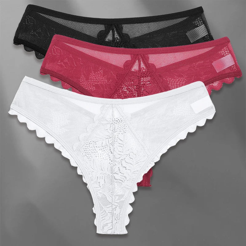 FINETOO Lot de 3 strings femme en dentelle – Taille S-XL, sexy et confortable