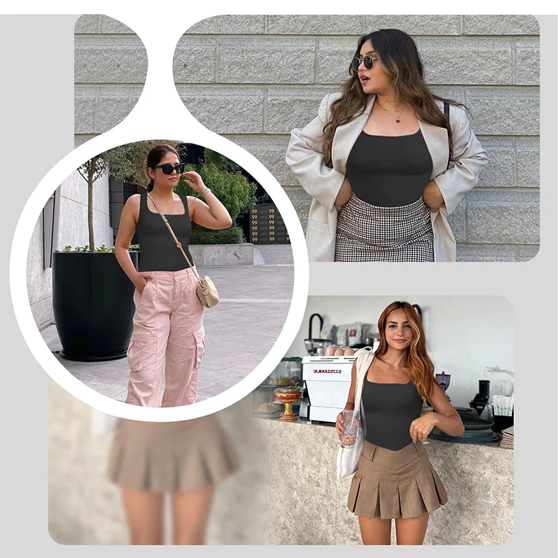 Débardeur Gainant Femme Col Carré – Shapewear Ventre Plat, Sans Couture, Body Shaper Compression (Lot 1 ou 2 Pièces)