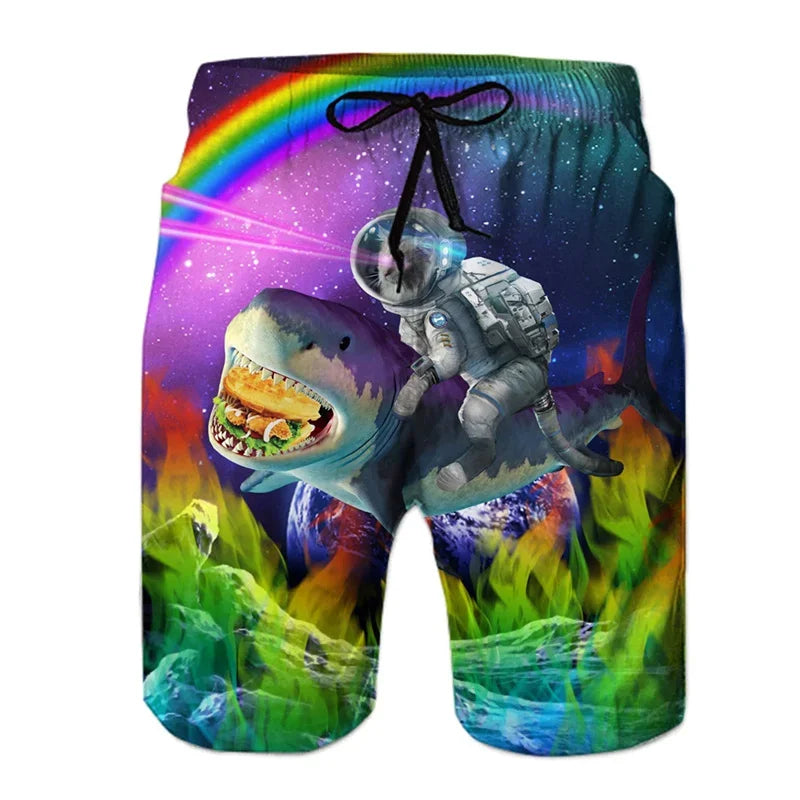Boardshort Homme Vintage Imprimé 3D Palmiers Tropicaux, Short Hawaïen Respirant & Séchage Rapide.
