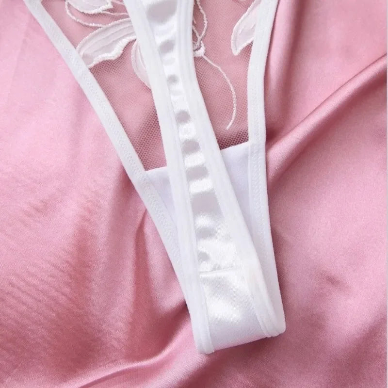 Tornova Lingerie sexy femme – Dentelle transparente, soutien-gorge push-up + culotte brodée, érotique et fin