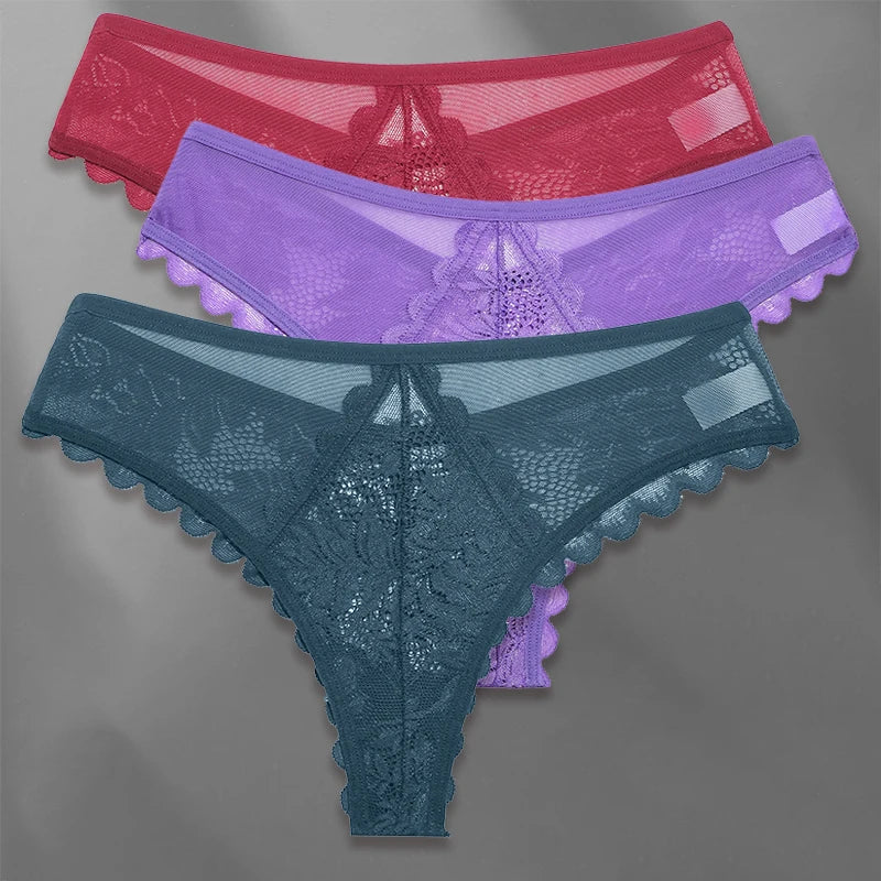 FINETOO Lot de 3 strings femme en dentelle – Taille S-XL, sexy et confortable