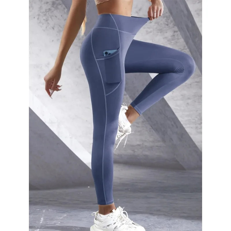 Legging de Sport Femme Taille Haute – Stretch, Avec Poches, Effet Push-Up, Yoga, Fitness & Running