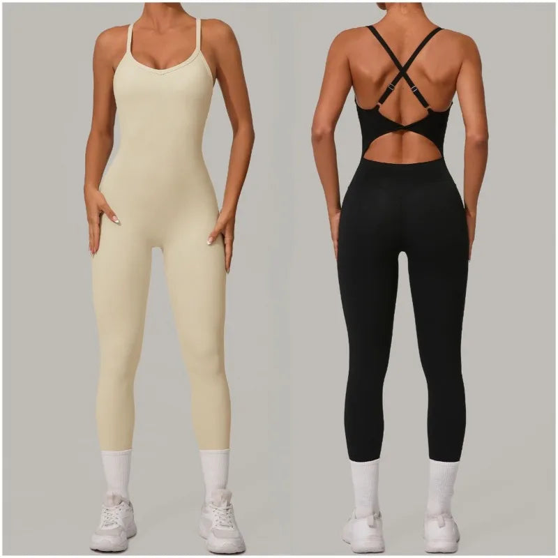 Combinaison Femme Sans Couture – Col Cœur, Taille Haute Croisée, Effet Push Up Fessier, Bodysuit Sport Ajusté